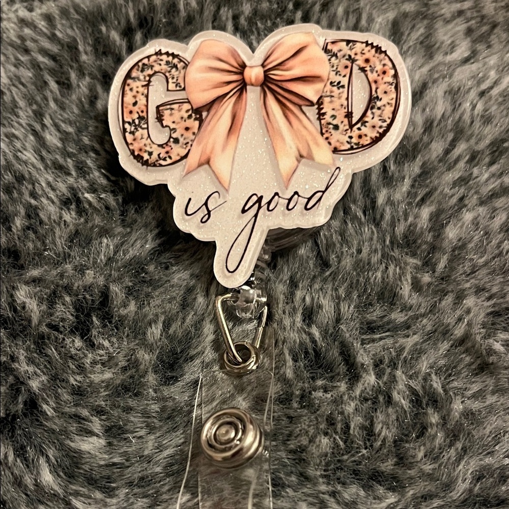Floral Badge Reel with Bow